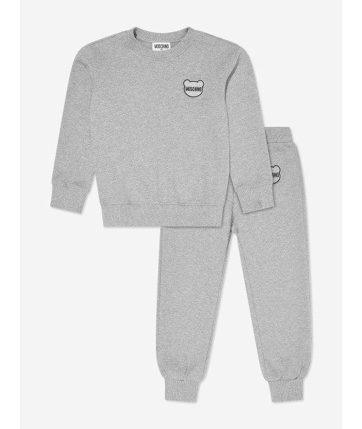 Moschino Kids Bear Logo Tracksuit in Grey pas cher 