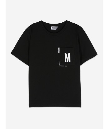 Moschino Kids Logo Pocket T-Shirt in Black le des métaux précieux