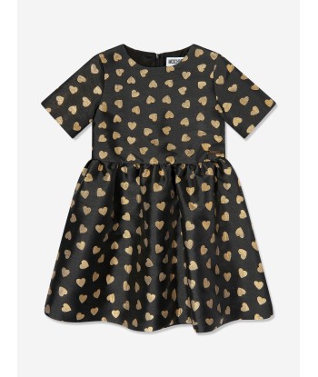 Moschino Girls All Over Hearts Dress in Black en stock