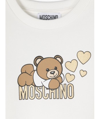 Moschino Girls Teddy Bear Jersey Dress in Ivory est présent 