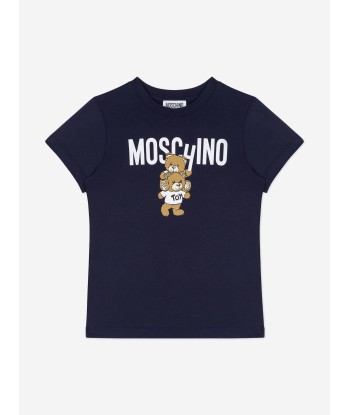 Moschino Kids Teddy Bear Logo T-Shirt in Navy Les magasins à Paris