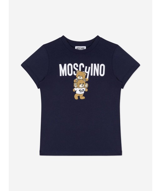 Moschino Kids Teddy Bear Logo T-Shirt in Navy Les magasins à Paris