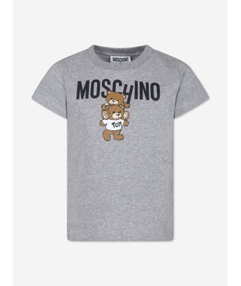 Moschino Kids Teddy Bear Logo T-Shirt in Grey Dans la société mordern