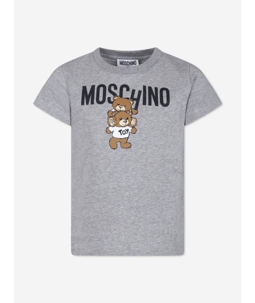 Moschino Kids Teddy Bear Logo T-Shirt in Grey Dans la société mordern