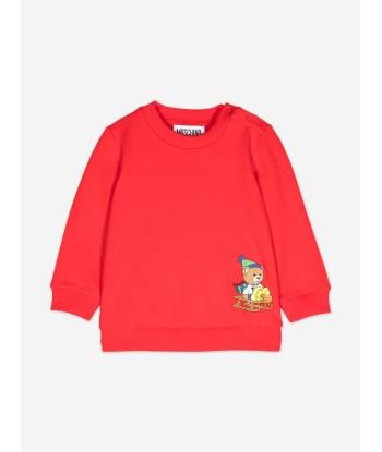 Moschino Baby Sledge Bear Sweatshirt in Red en ligne