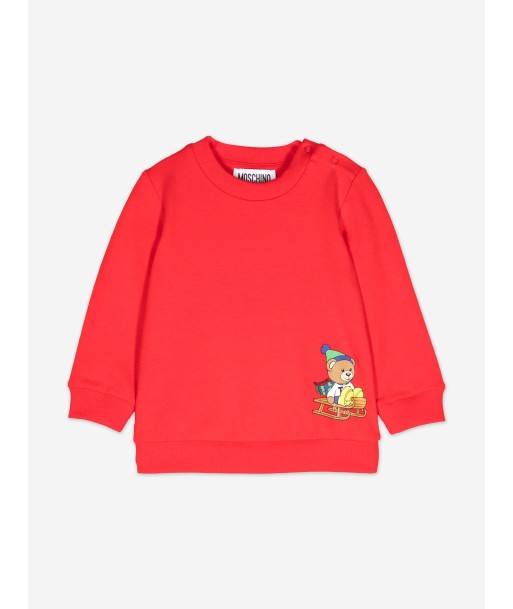 Moschino Baby Sledge Bear Sweatshirt in Red en ligne