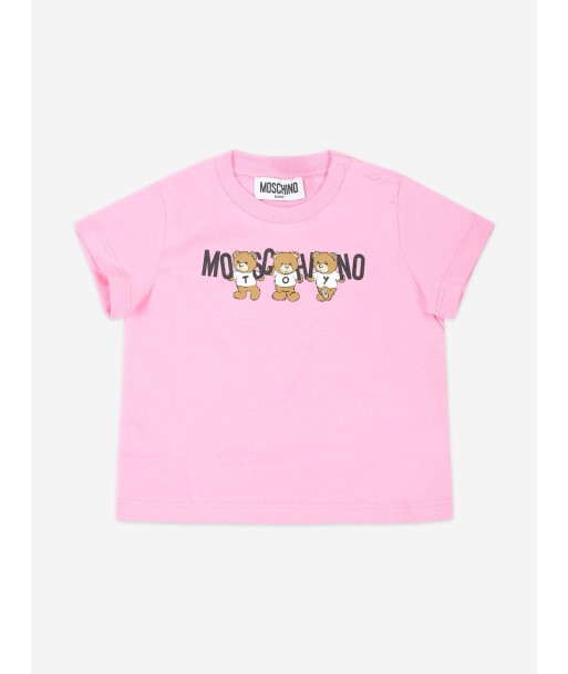 Moschino Baby Girls Bear Logo T-Shirt in Pink Les magasins à Paris et en Île-de-France