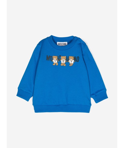 Moschino Baby Bear Logo Sweatshirt in Blue commande en ligne