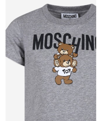 Moschino Kids Teddy Bear Logo T-Shirt in Grey Dans la société mordern