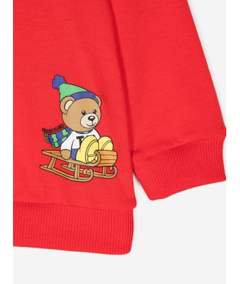 Moschino Baby Sledge Bear Sweatshirt in Red en ligne