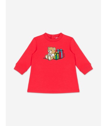 Moschino Baby Girls Bear Sweater Dress in Red JUSQU'A -70%! 