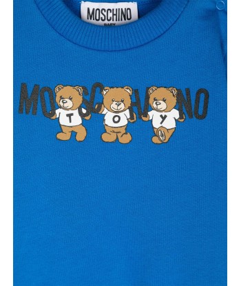 Moschino Baby Bear Logo Sweatshirt in Blue commande en ligne