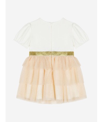 Moschino Baby Girls Bear Logo Ruffle Dress in Ivory de technologie