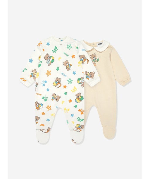 Moschino Baby Bear 2 Pack Babygrow Gift Set in Ivory Jusqu'à 80% De Réduction