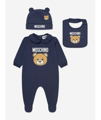 Moschino Baby Boys Bear Logo Babygrow Gift Set in Navy offre 