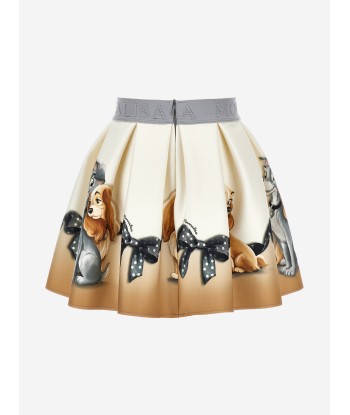 Monnalisa Girls Neoprene Lady And The Tramp Skirt in Ivory paiement sécurisé