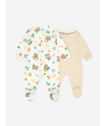 Moschino Baby Bear 2 Pack Babygrow Gift Set in Ivory Jusqu'à 80% De Réduction