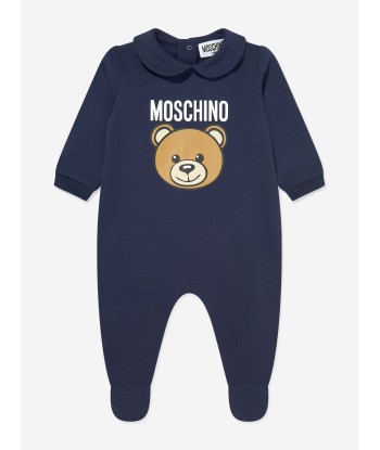 Moschino Baby Boys Bear Logo Babygrow Gift Set in Navy offre 