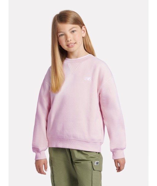 New Balance Girls Brush Back Small Logo Sweatshirt in Pink la chaussure