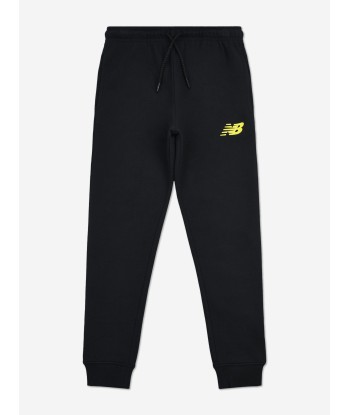 New Balance Boys Brush Back Stacked Logo Tracksuit in Black Fin de série