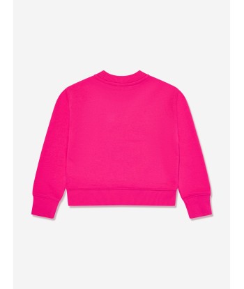 New Balance Girls French Terry Stacked Logo Sweatshirt in Pink de pas cher