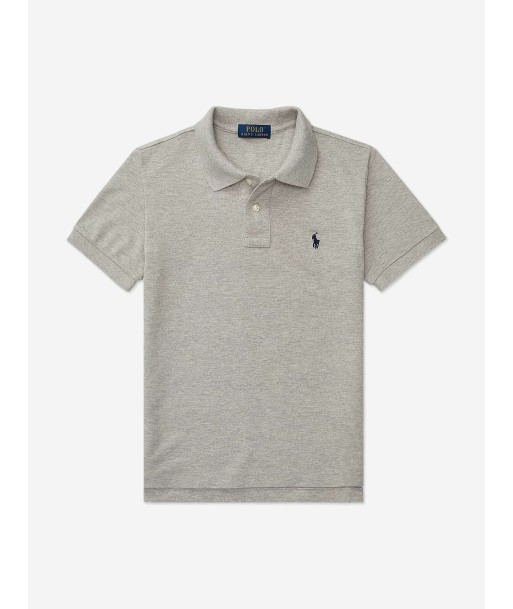 Ralph Lauren Boys Logo Polo Shirt in Grey destockage