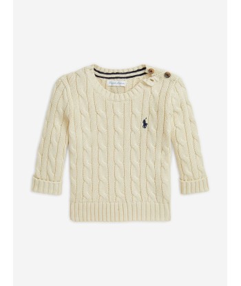 Ralph Lauren Baby Boys Cable Knit Jumper in Ivory pas cher 