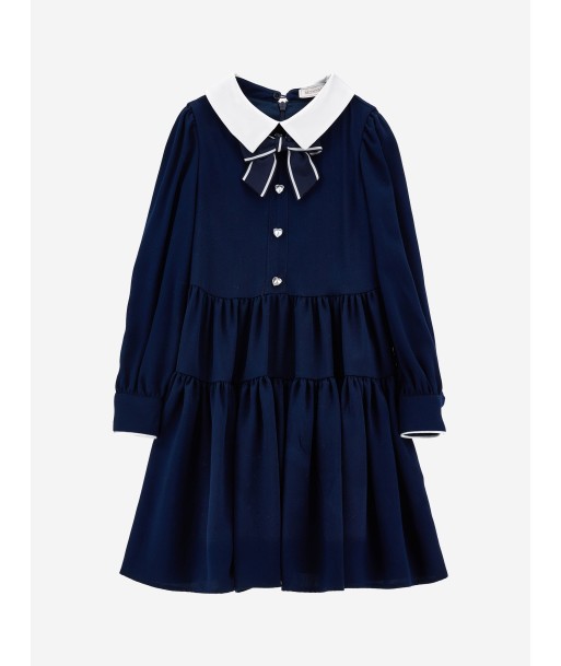 Monnalisa Girls Giselle Twill Dress in Navy solde