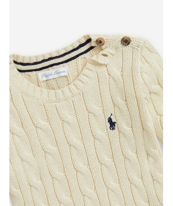 Ralph Lauren Baby Boys Cable Knit Jumper in Ivory pas cher 