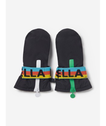 Stella McCartney Kids Logo Ski Mittens in Black Livraison rapide