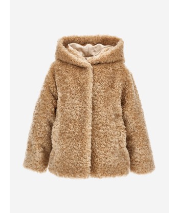 Monnalisa Girls Plush Faux Fur Jacket in Beige pour bénéficier 