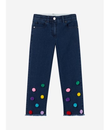 Stella McCartney Girls Pom Pom Jeans in Blue pas cheres