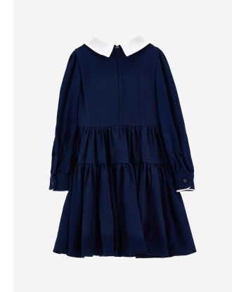 Monnalisa Girls Giselle Twill Dress in Navy solde