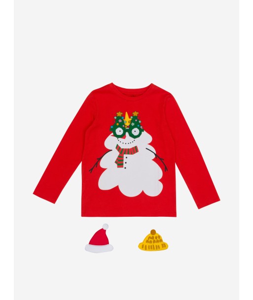 Stella McCartney Kids Xmas T-Shirt With Detachable Appliqués in Red soldes