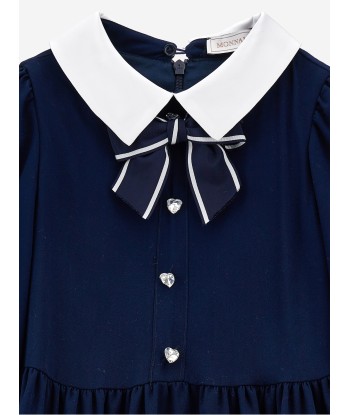 Monnalisa Girls Giselle Twill Dress in Navy solde