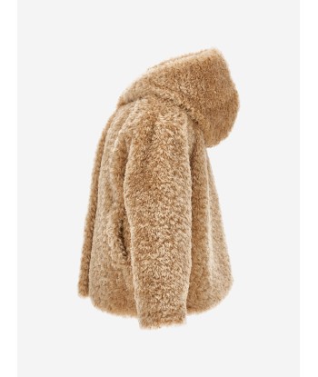 Monnalisa Girls Plush Faux Fur Jacket in Beige pour bénéficier 