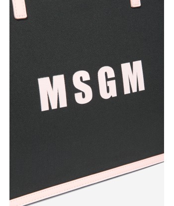 MSGM Girls Canvas Tote Bag in Black est présent 