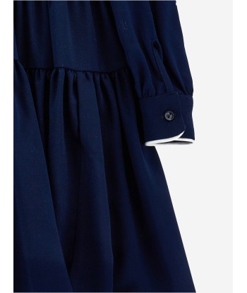 Monnalisa Girls Giselle Twill Dress in Navy solde