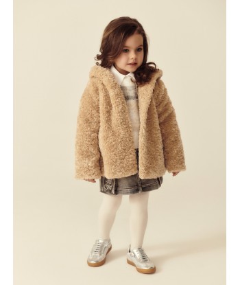 Monnalisa Girls Plush Faux Fur Jacket in Beige pour bénéficier 