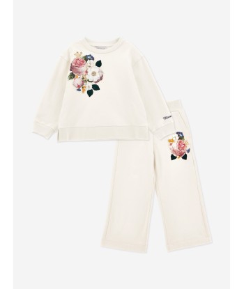 Monnalisa Girls Bouquet Tracksuit in Ivory meilleur choix