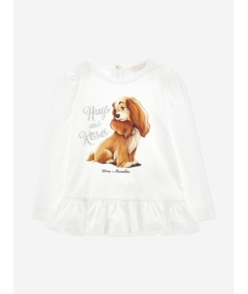 Monnalisa Girls Disney's Lady Long Sleeve T-Shirt in Ivory Jusqu'à 80% De Réduction