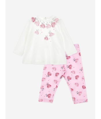 Monnalisa Baby Girls Floral Heart Leggings Set in Pink vente chaude votre 