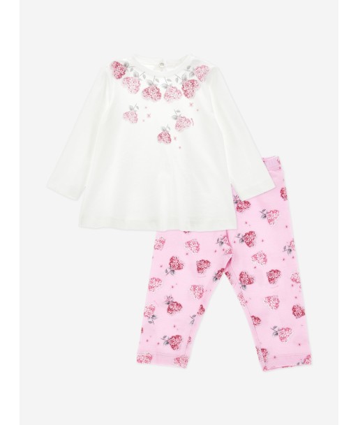 Monnalisa Baby Girls Floral Heart Leggings Set in Pink vente chaude votre 