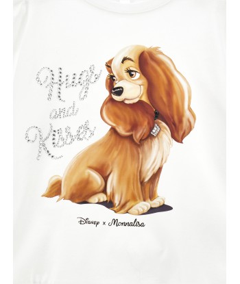 Monnalisa Girls Disney's Lady Long Sleeve T-Shirt in Ivory Jusqu'à 80% De Réduction