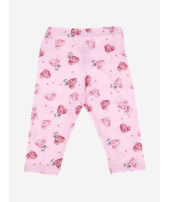 Monnalisa Baby Girls Floral Heart Leggings in Pink les ctes